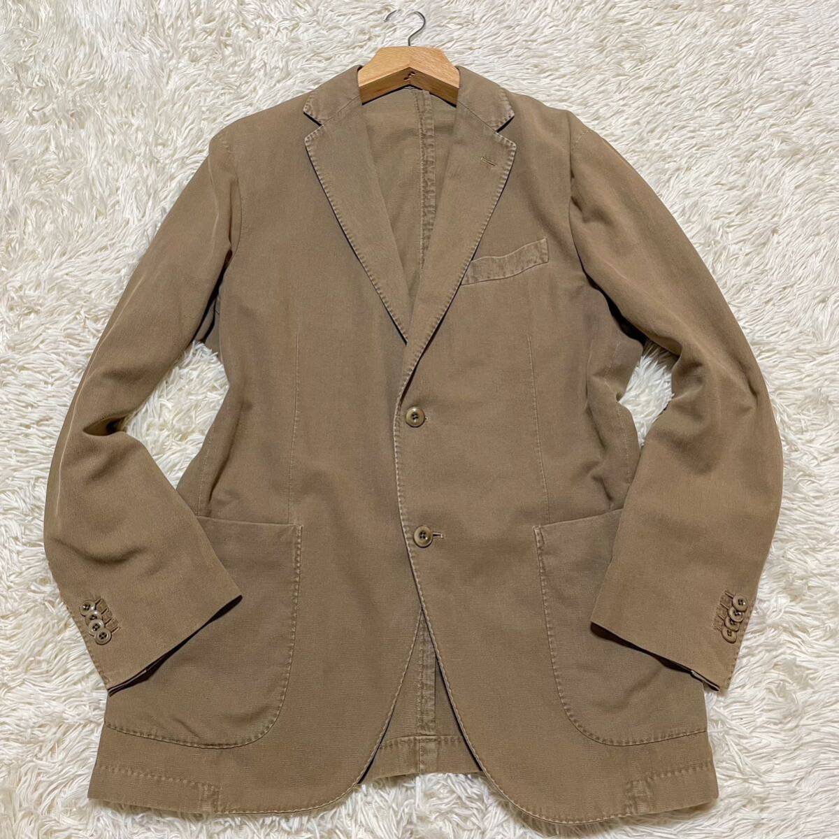 美品 BOGLIOLI テーラードジャケット COAT ベージュ サイズ50 XL位 ボリオリ コート 春夏 アンコンジャケット 替えボタン付属_画像2