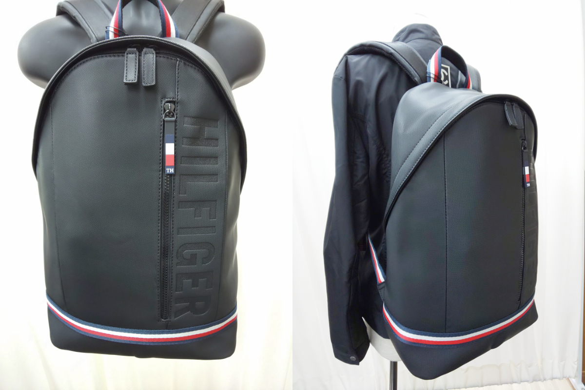  Tommy Hilfiger PU leather waterproof backpack rucksack navy unused 