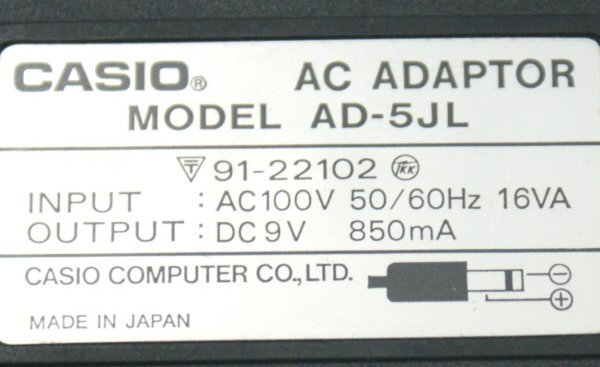 CASIO ACアダプター AD-5JL 電子ピアノ キーボード 電源コード カシオ　動作ＯＫ　_画像2