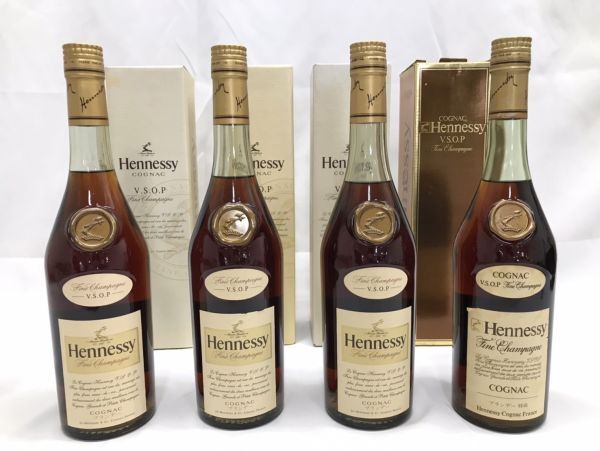 E009 未開栓 古酒 4本セット Henessy ヘネシー VSOP COGNAC コニャック ブランデー Fine Champane 洋酒 700ｍｌ 40度の画像1