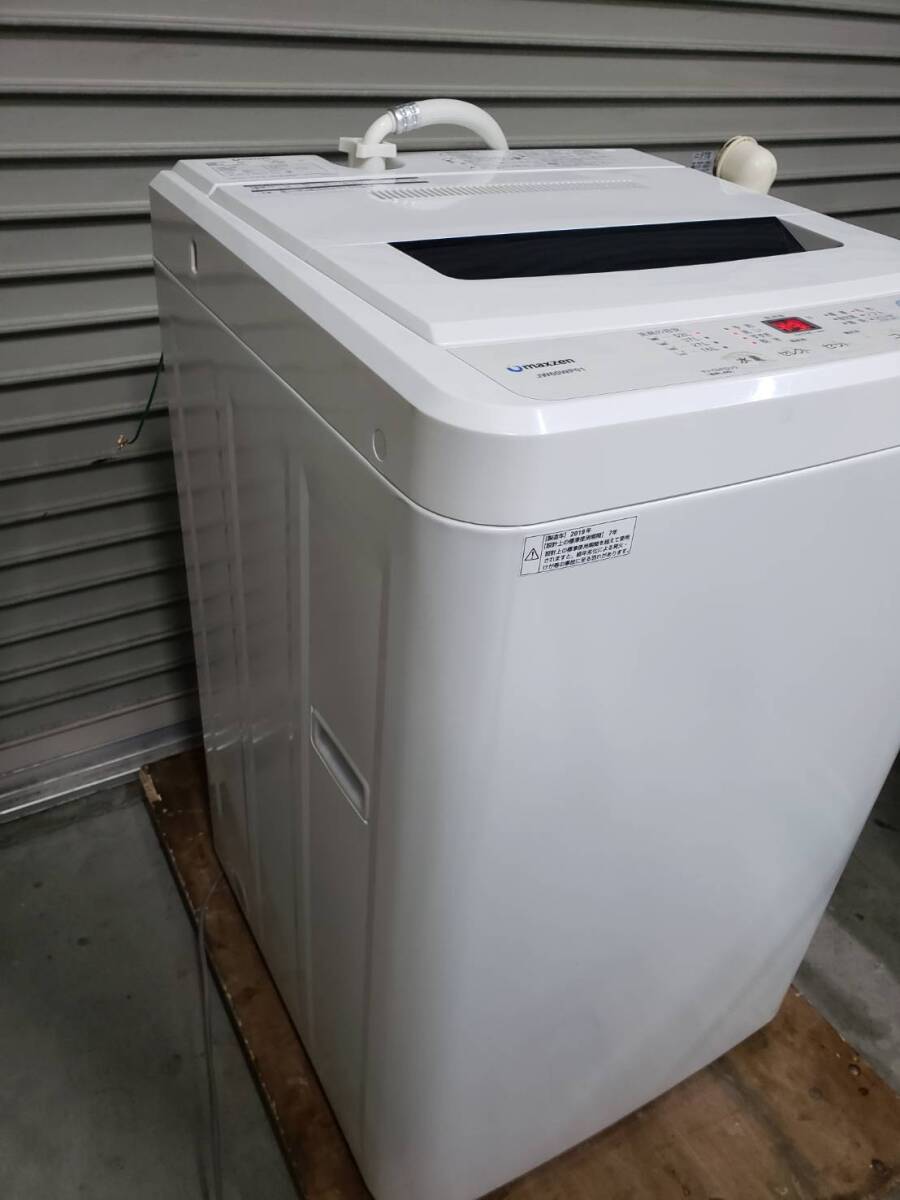 (4924) maxzen 全自動洗濯機 JW60WP01 6.0kg 毛布 ソフト 風乾燥 2019年製 中古 動作品 引き取り可 大阪 1円スタートの画像3