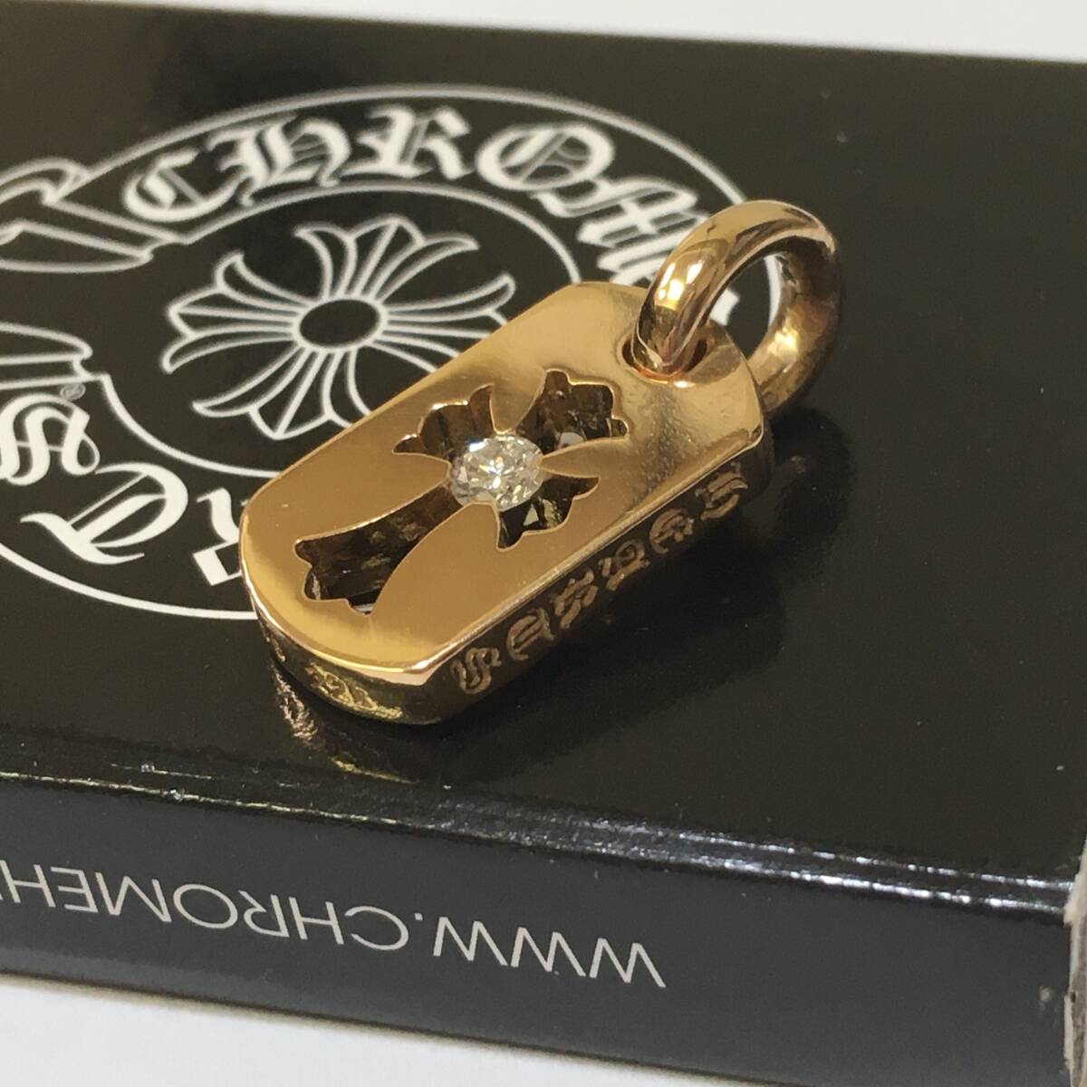 CHROME HEARTS クロムハーツ 22k タイニー カットアウト クロス ドッグタグ チャーム 純正ダイヤモンドの画像2