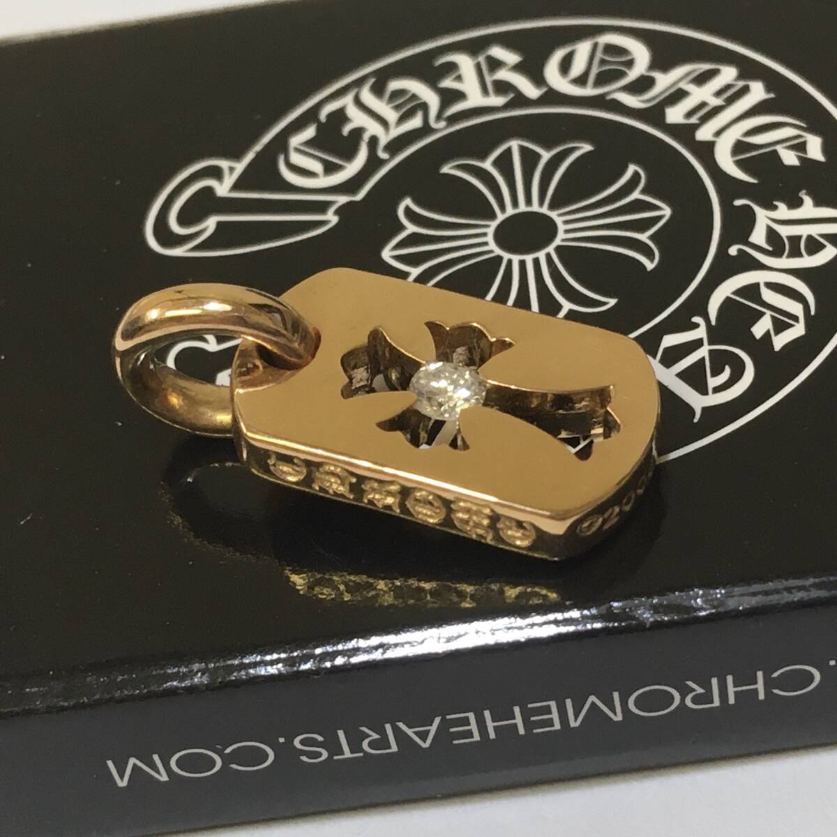 CHROME HEARTS クロムハーツ 22k タイニー カットアウト クロス ドッグタグ チャーム 純正ダイヤモンドの画像3