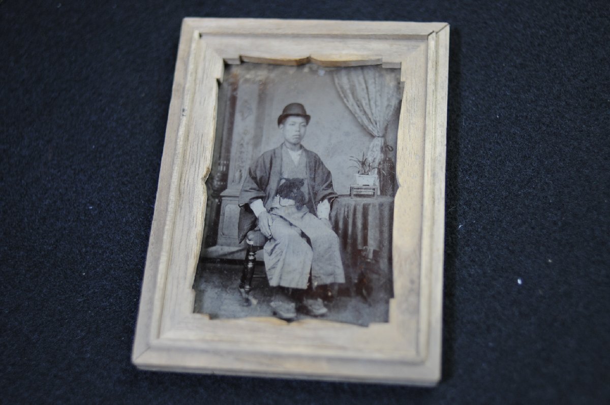 1-3486【ガラス写真/古写真】明治期30年 人物 歴史研究用 貴重資料 2枚の画像2