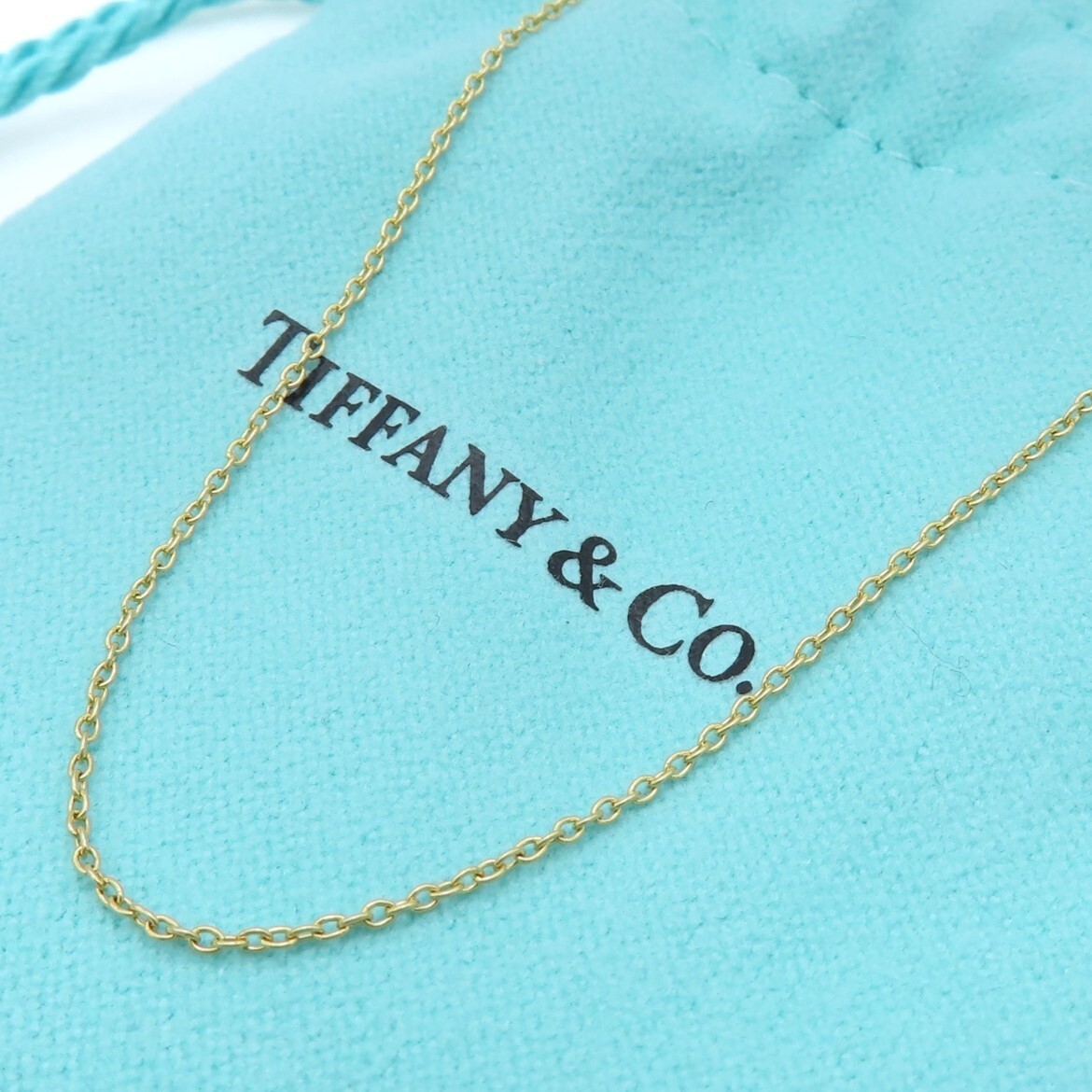 【送料無料】 未使用 Tiffany&Co. ティファニー イエロー ゴールド ミディアム ネックレス チェーン AU750 K18 46cm HA67_画像1