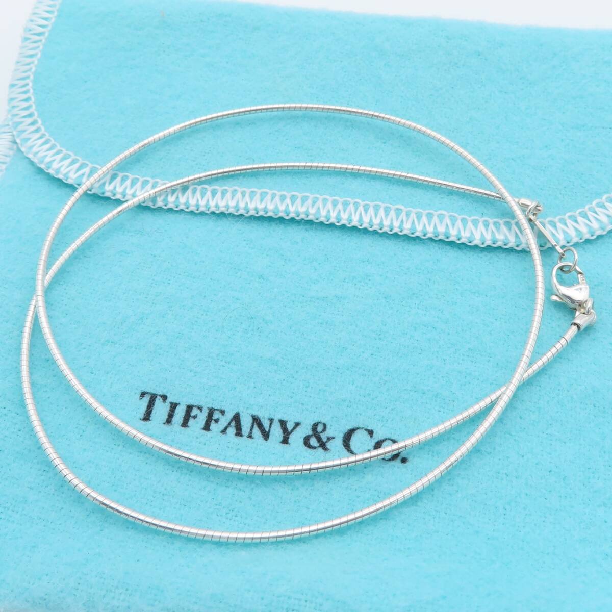 【送料無料】 美品 Tiffany&Co. ティファニー ワイヤー チェーン シルバー ネックレス 40cm SV925 メンズ レディース MA10_画像4