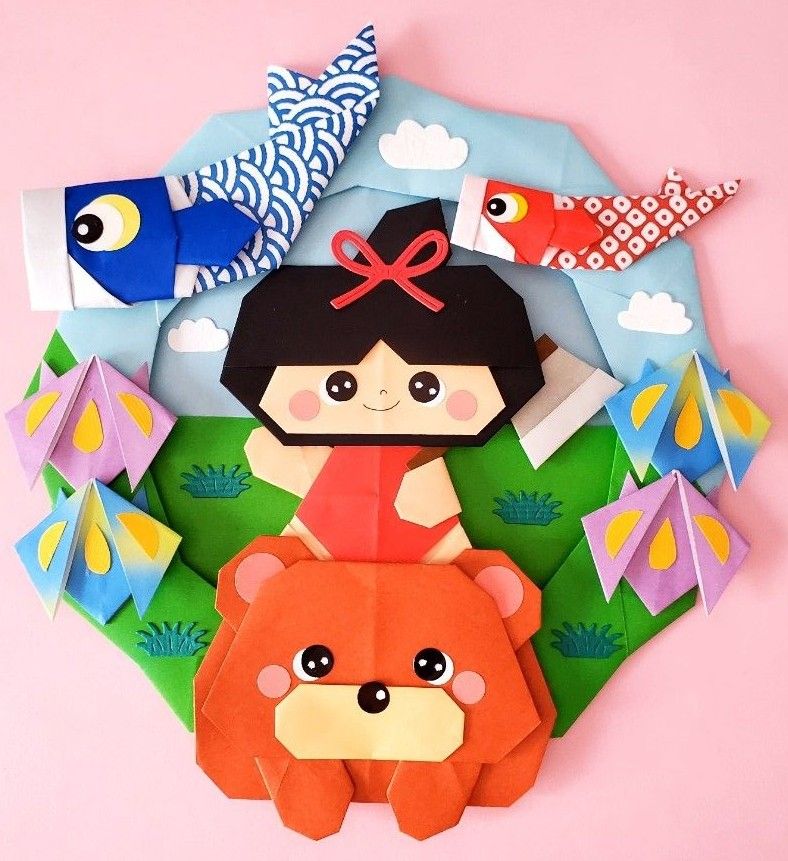 折り紙 リース ハンドメイド 壁飾り 「子供の日」