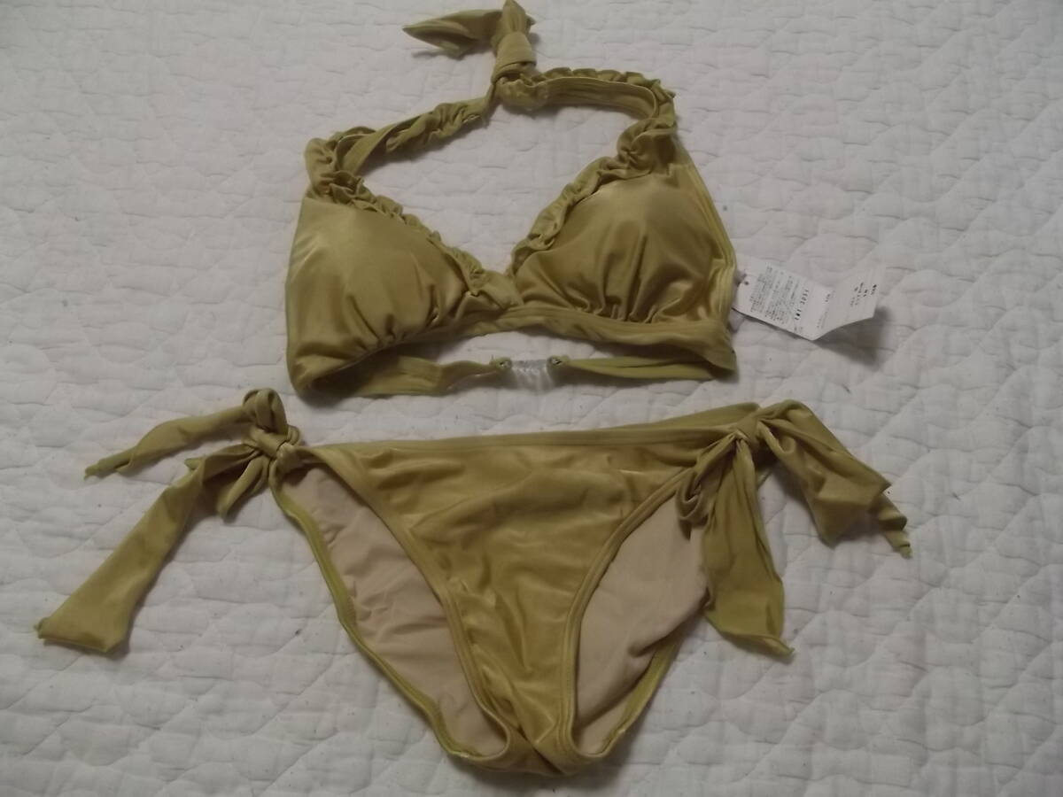  tag equipped BIG APPLE halter-neck Gold bikini swimsuit setup made in Japan 