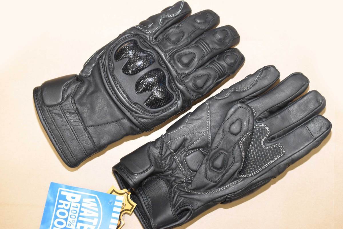 * postage 198 jpy *... cow leather bike glove * protect * Short black 02L certainly . leather quality 