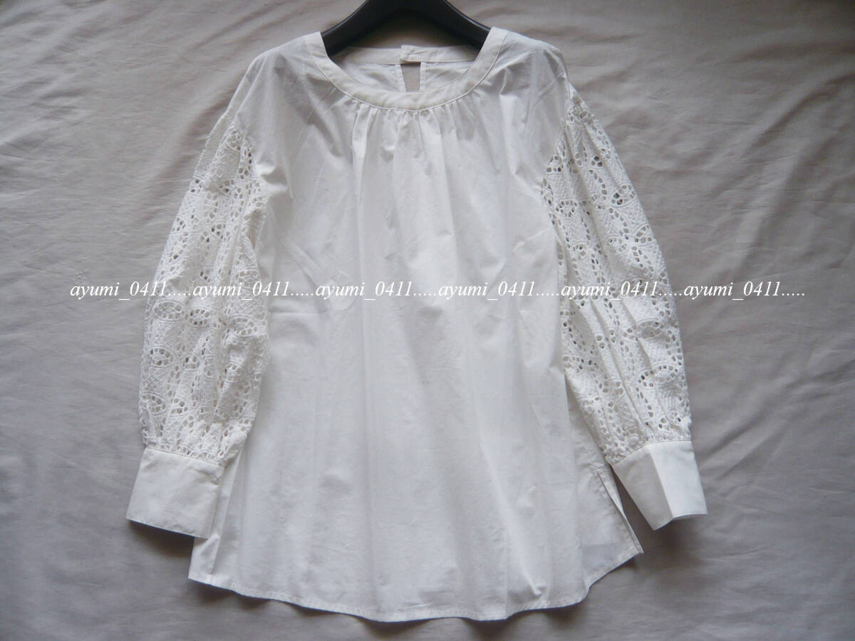 * unused *SIMPLICITE Iena sisters / white white * embroidery race sleeve pull over blouse / lavatory */ free size /simplisite.