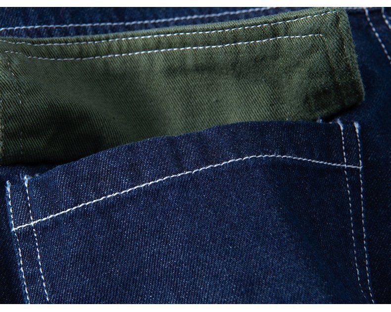 L ネイビー デニムシャツ メンズ 半袖 ポケット付き 切り替え 迷彩柄 ミリタリー系 コットン ワークシャツ カジュアルシャツ 夏服の画像8