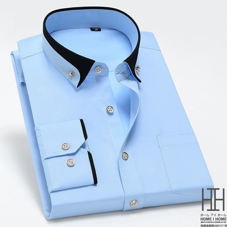 40/L ライトブルー シャツ メンズ メンズシャツ 長袖シャツ ワイシャツ カジュアルシャツ ビジネス 形態安定加工_画像9