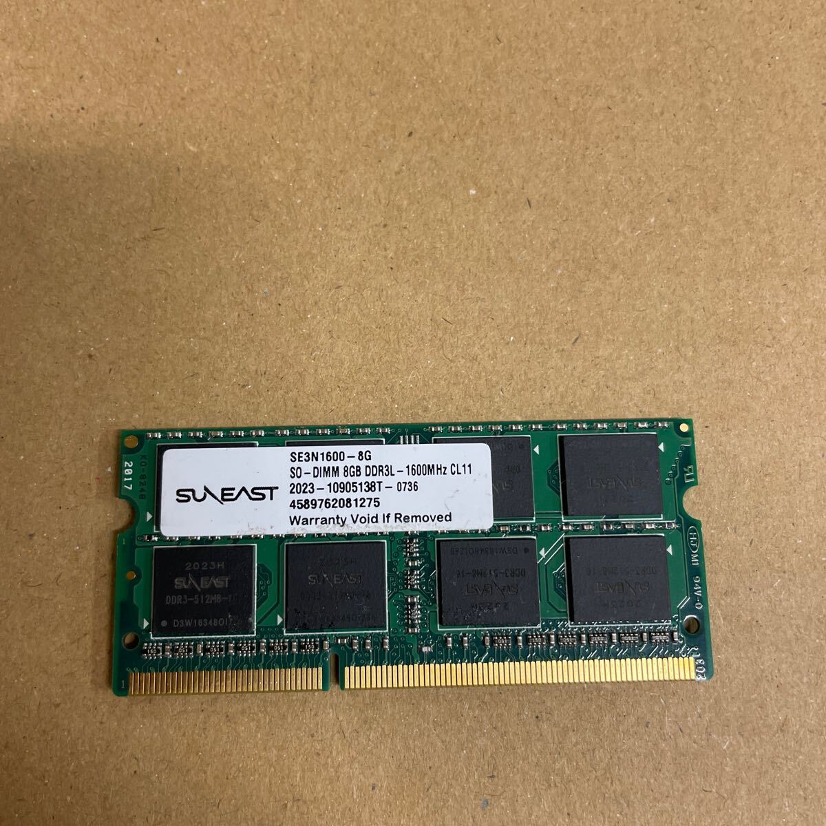 ワ68 SUAEAST ノートPCメモリ 8GB DDR3L-1600MHz 1枚の画像1