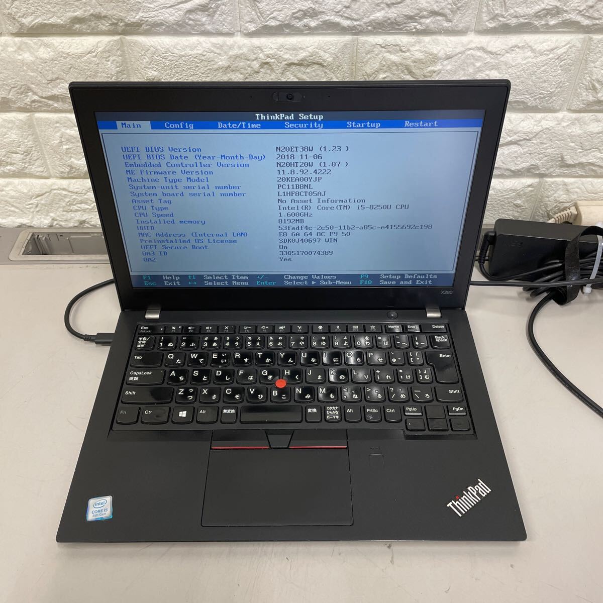 ヲ67 Lenovo ThinkPad X280 Core i5 8250U メモリ8GBの画像9