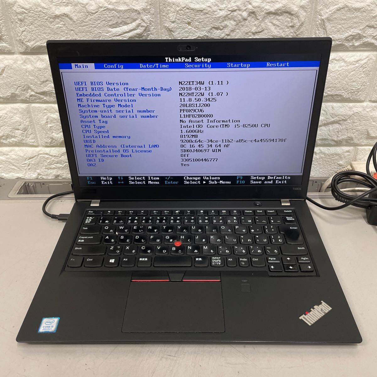 ウ11 Lenovo ThinkPad T480S Core i5 8250U メモリ8GBの画像8