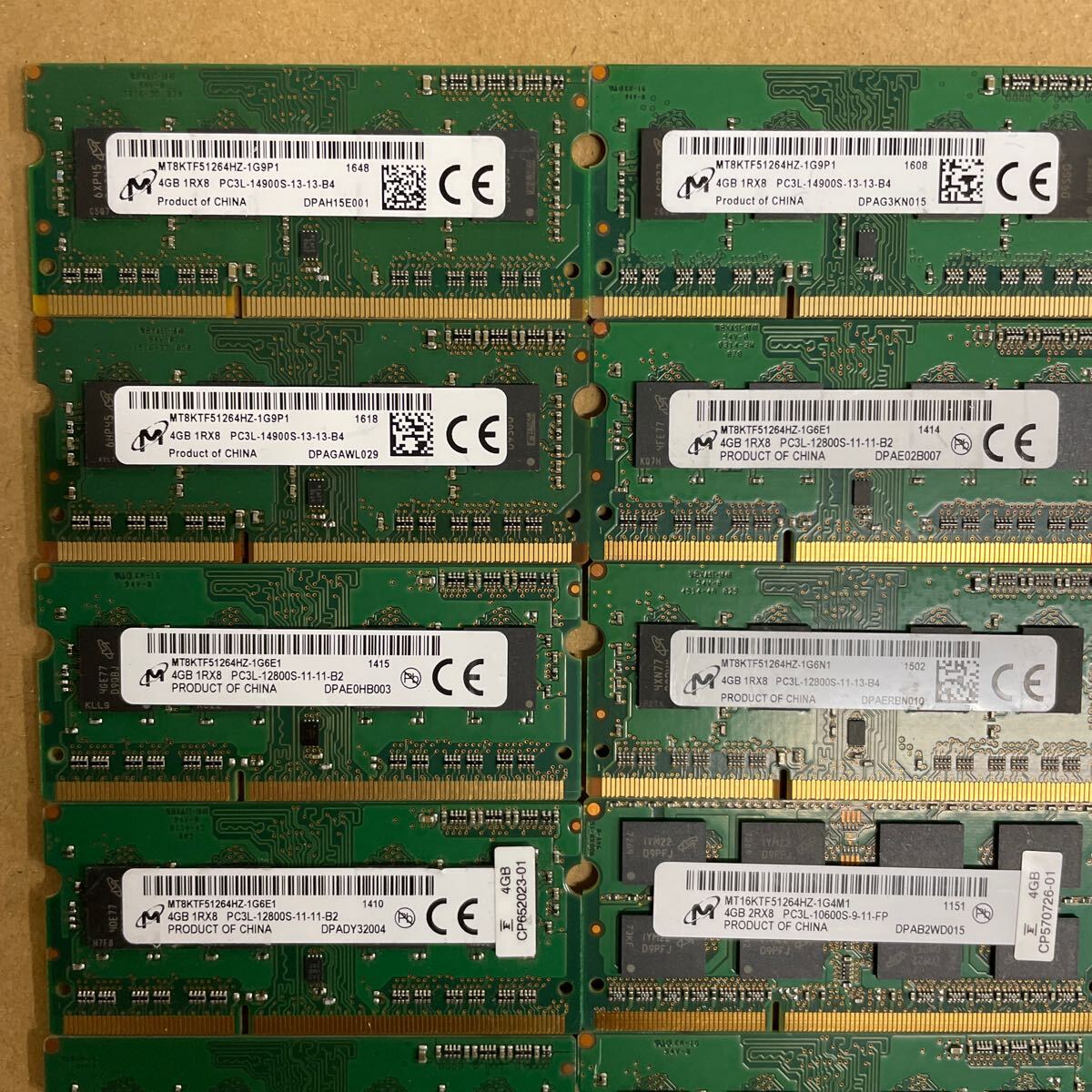 ウ34 Micron ノートPCメモリ 4GB 1Rx8 PC3L-12800S 27枚