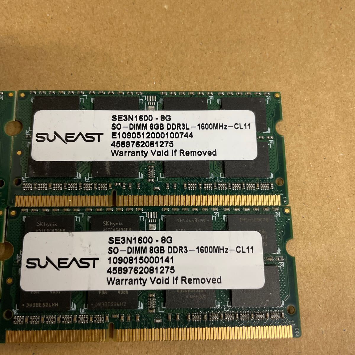 ウ44 SUAENT ノートPCメモリ 8GB DDR3L-1600MHz 4枚　_画像3