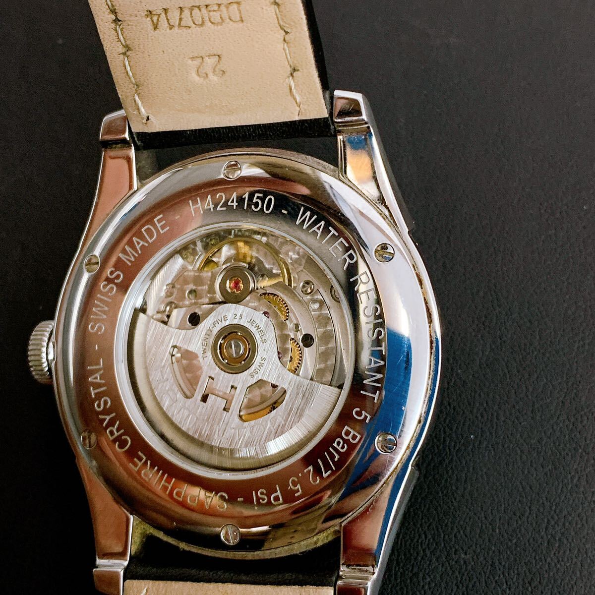 3SB130 【稼働品】HAMILTON ハミルトン H424150 25JEWELS 手巻き メンズ腕時計 時計中古 現状品の画像8