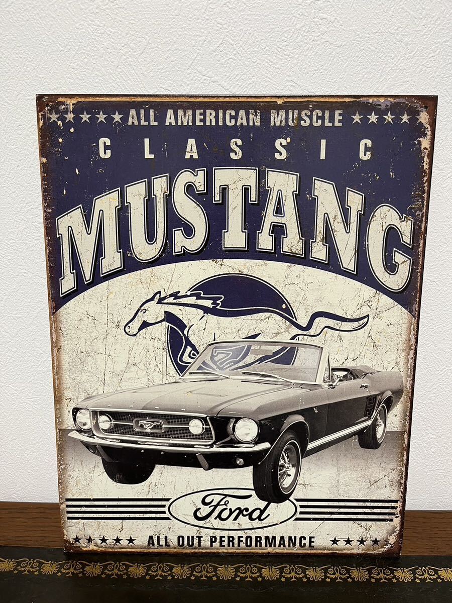 フォード クラシック・マスタング ブリキ 看板 アメリカン レトロ アンティーク雑貨 インテリア コレクションにの画像1