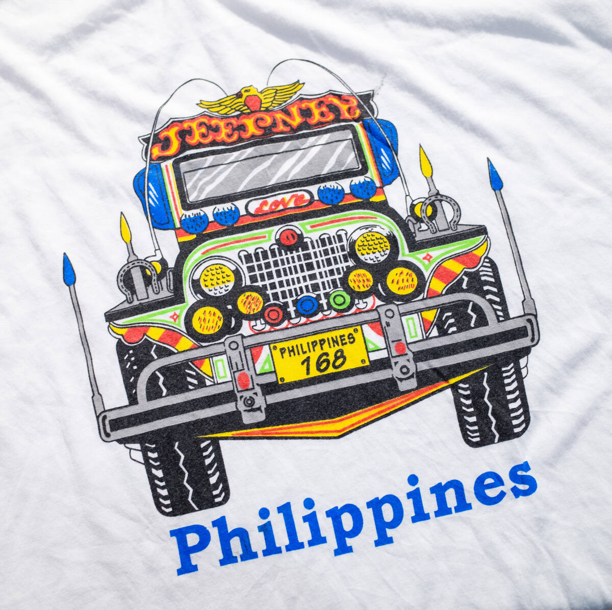 XL位 / PHILIPPINES JEEPNEY ジープニー アート フィリピンデコトラ プリント コットン 白 Tシャツ ホワイト イラスト ストリートの画像1