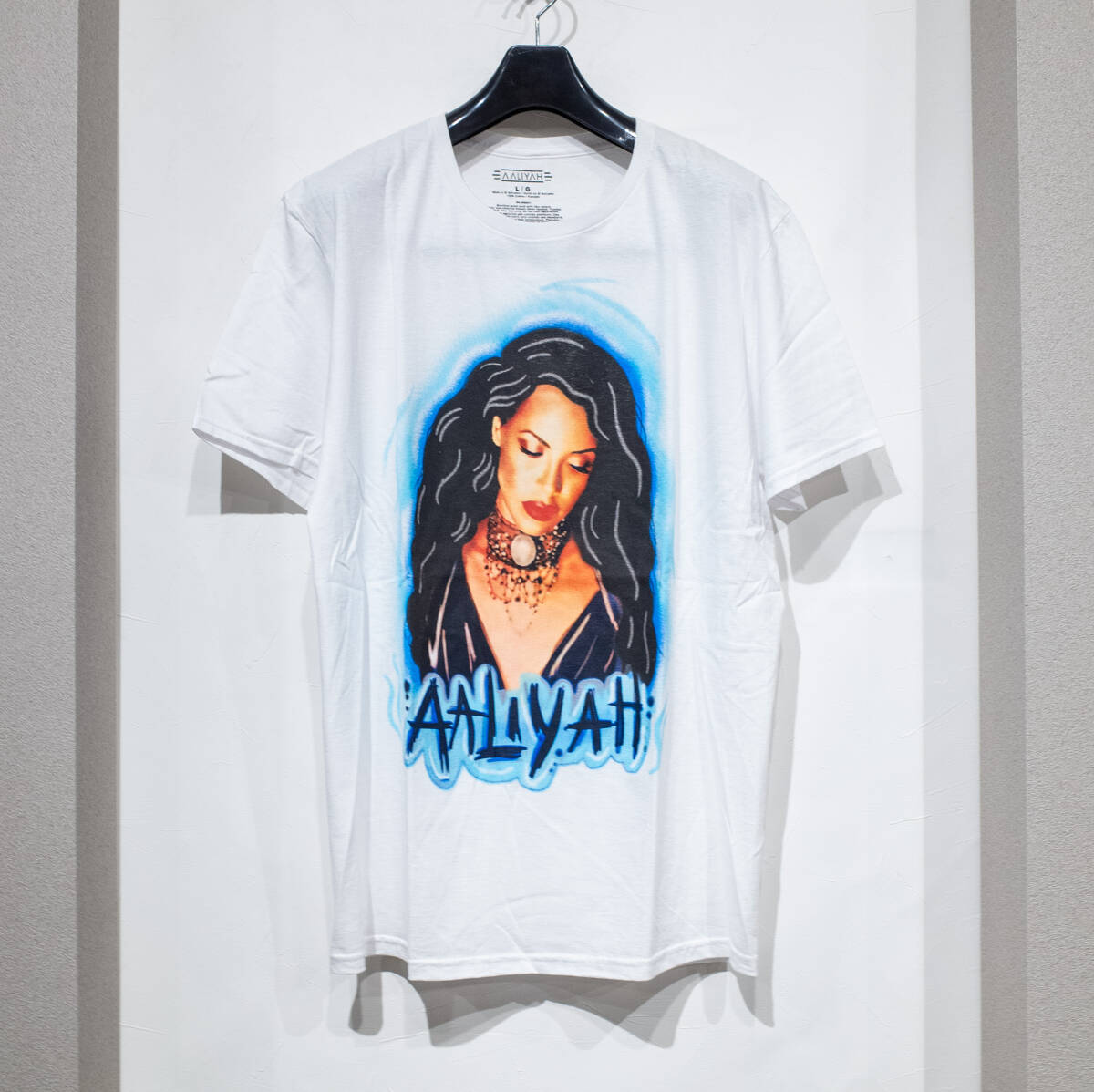 【未使用】L / 音楽 AALIYAH アリーヤ オフィシャル 公式 プリント 半袖R&B ミュージック Tシャツ 白 ホワイト デッドストック _画像2