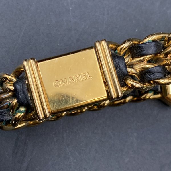 G0412T21 CHANEL シャネル 腕時計 プルミエール H0001 ゴールドメッキ/革 ブラック文字盤 クオーツ 中古ジャンクの画像5