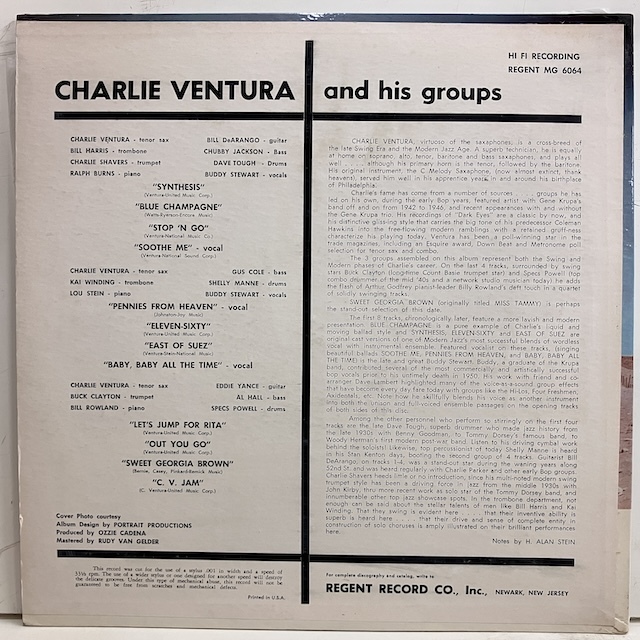●即決LP Charlie Ventura / East of Suez mg6064 j40651 米オリジナル、Dg Mono Rvg/X20機械刻印 _画像2
