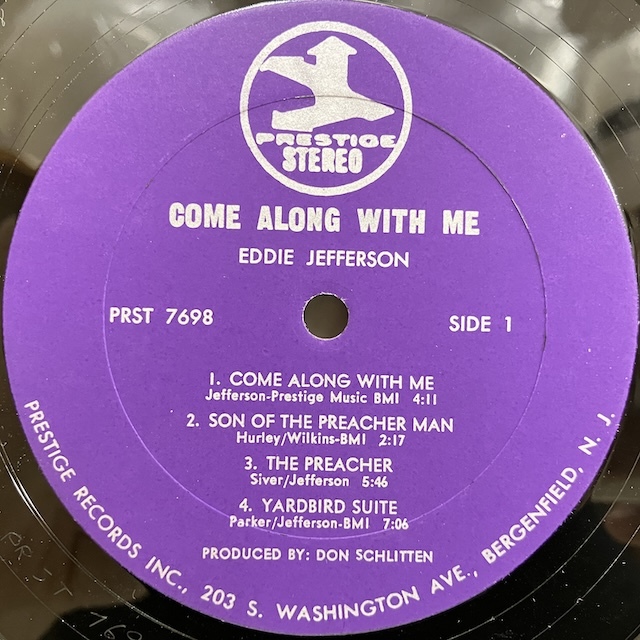 ●即決VOCAL LP Eddie Jefferson / Come Along with Me Prst7698 jv6638 米オリジナル、紫Stereo、DBH刻印_画像3