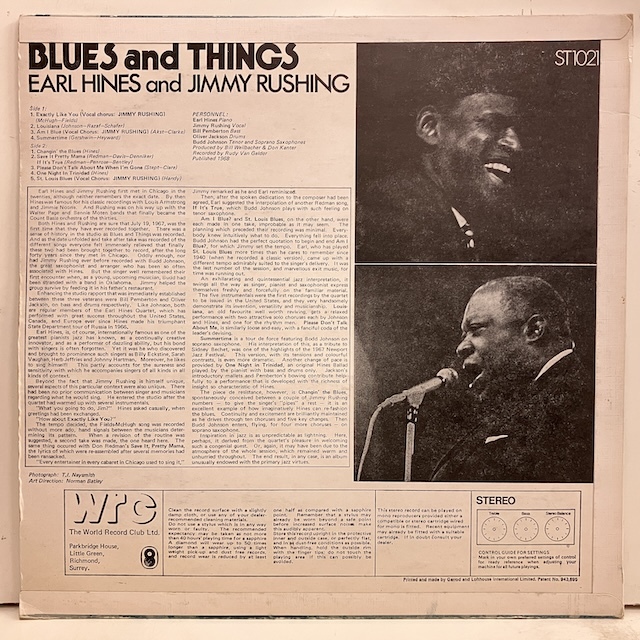 ●即決LP Earl Hines And Jimmy Rushing / Blues And Things ST1021 j40976 英オリジナル _画像2