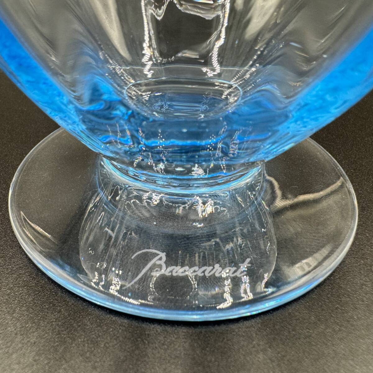 #107 Baccarat バカラ Aquareller アクアレーユ 花瓶 フラワーベース ブルー 美品 箱あり ブランド インテリア クリスタルガラスの画像3