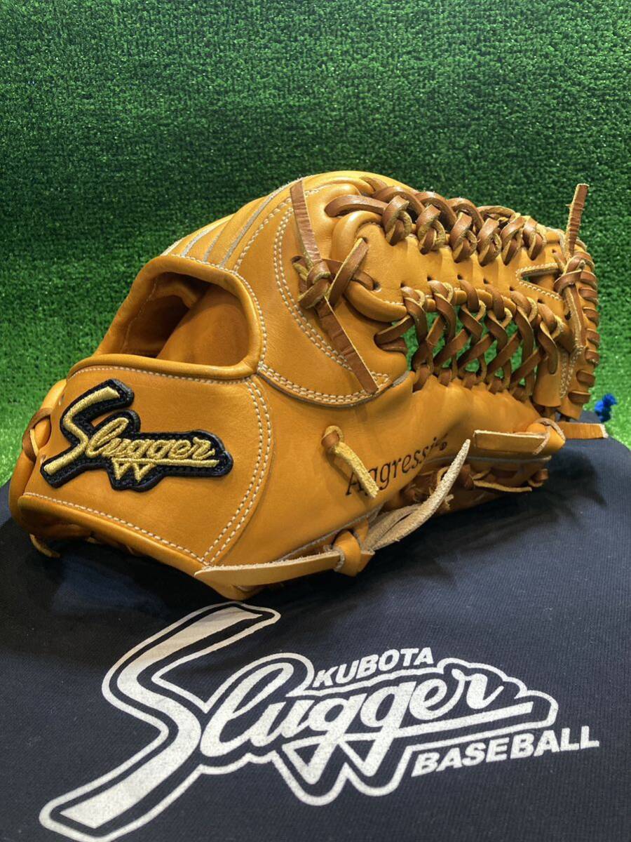 【美品・即戦力品】KUBOTA SLUGGER 久保田スラッガー 一般硬式用 内野手用 グラブ 京田モデル KSG-D1 DPオレンジカラー 湯もみ型付済