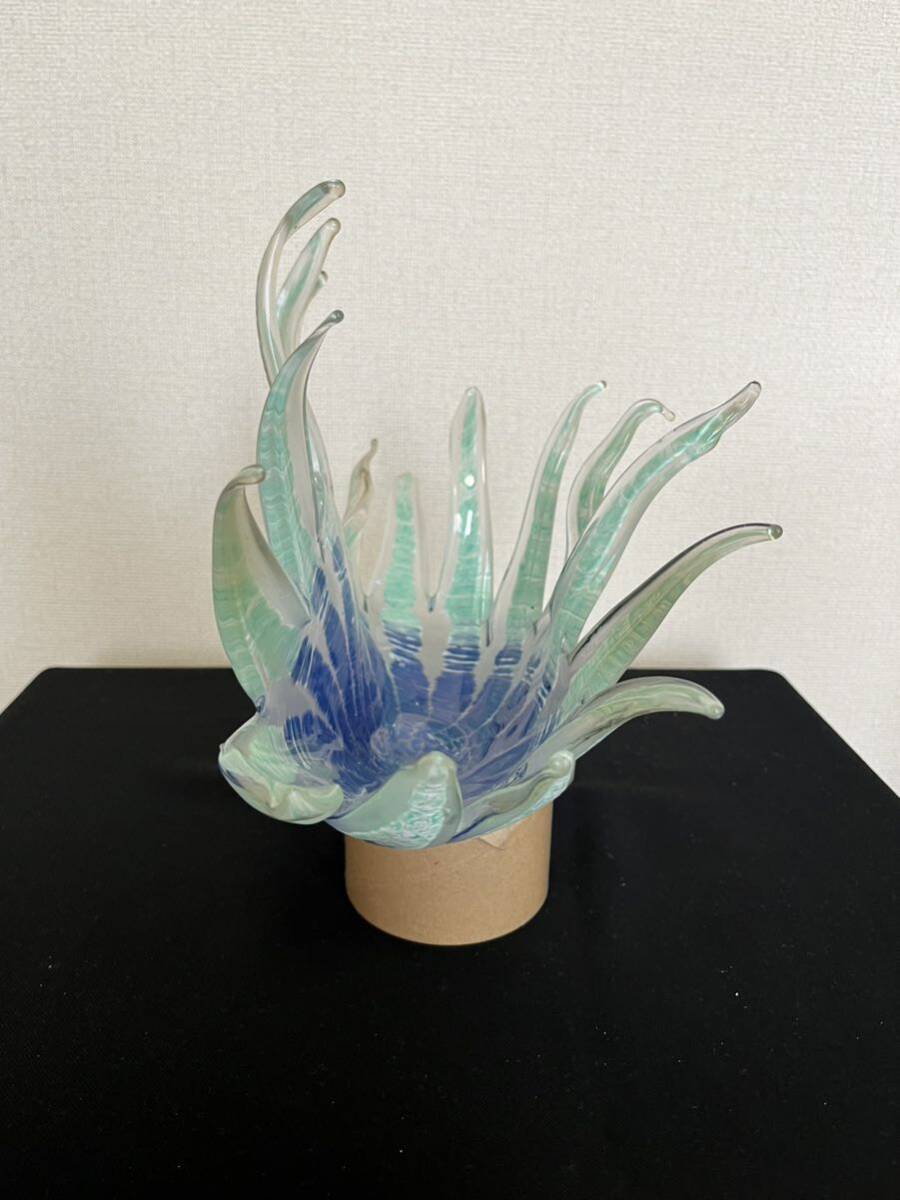 ガラス製 オブジェ 管理A2365 花瓶 花器 置物 陽炎蕾形 インテリア 作家物_画像4