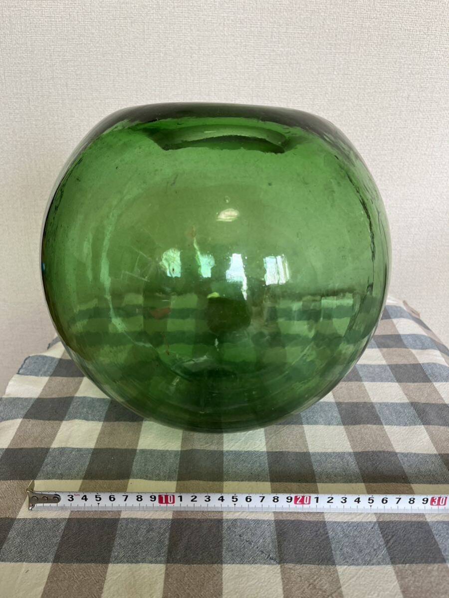 気泡たっぷり グリーン ガラス玉 管理A2391 インテリア オブジェ アンティーク レトロ 置物 昭和レトロ の画像9