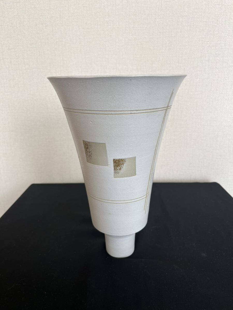 変形 陶器製 花器 管理NO117 フラワーベース 華道 華展 花展 いけばな 花瓶 の画像4