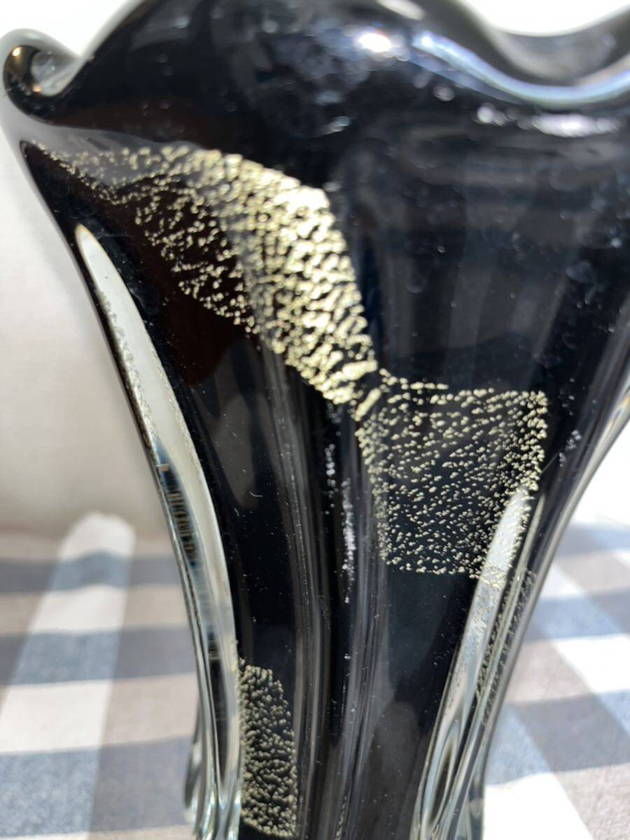 ガラス製 金彩 花器 管理A2455 フラワーベース 花瓶 華道 華展 花展 いけばな 生け花_画像8