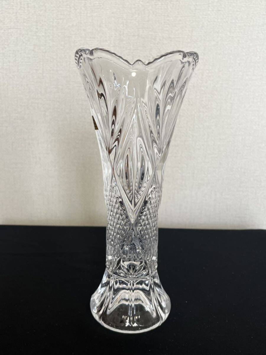 KAMEI CRYSTAL 24% カメイクリスタル カットガラス フラワーベース 花瓶 花器 管理A2457 クリスタルガラス クリスタル インテリア ガラス _画像3