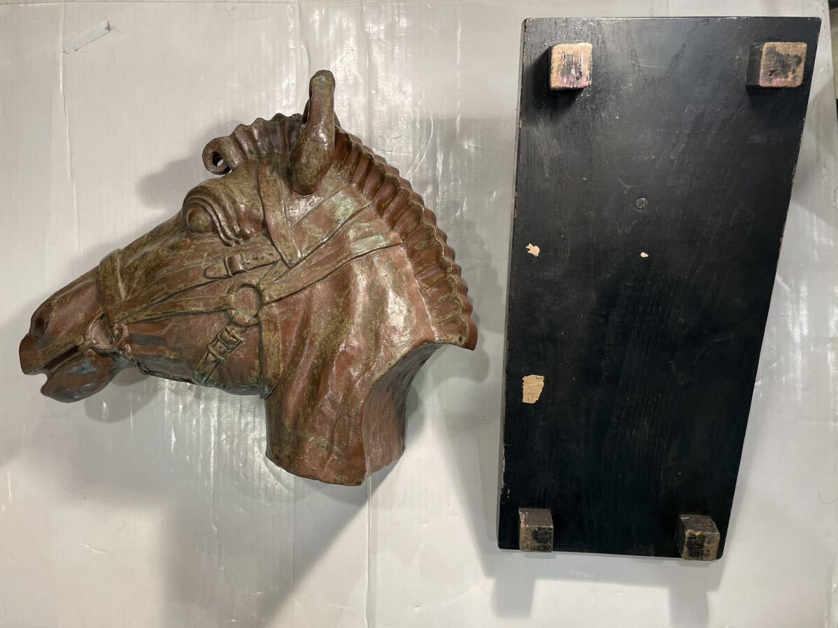 【ビンテージ・金工美術】 ホースベッド 馬頭 ブロンズ像 オブジェ 馬 ペルシュロン アンティーク 台座付の画像7