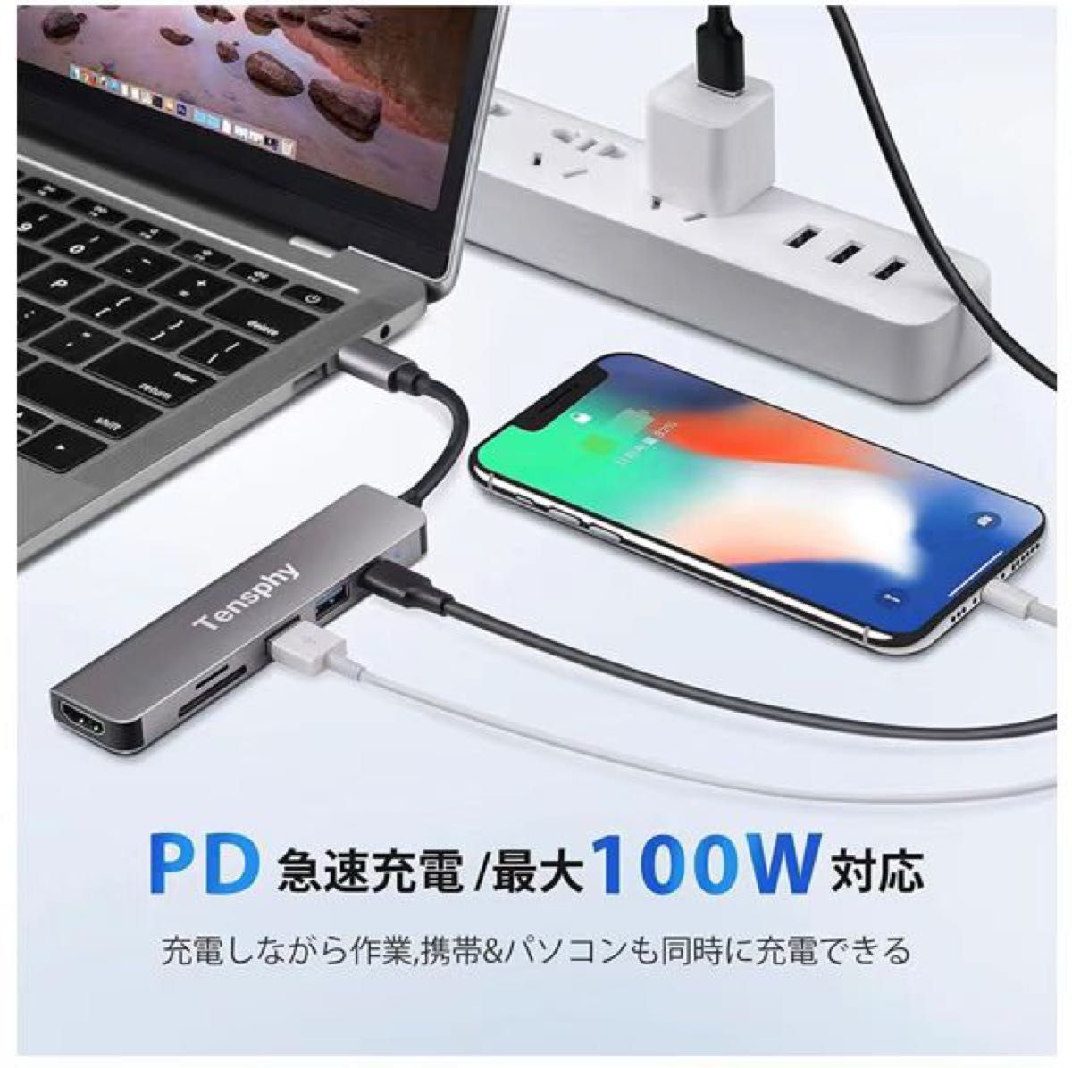 USB Type C ハブ 6 in 1 4K HDMI 充電 USB3.0