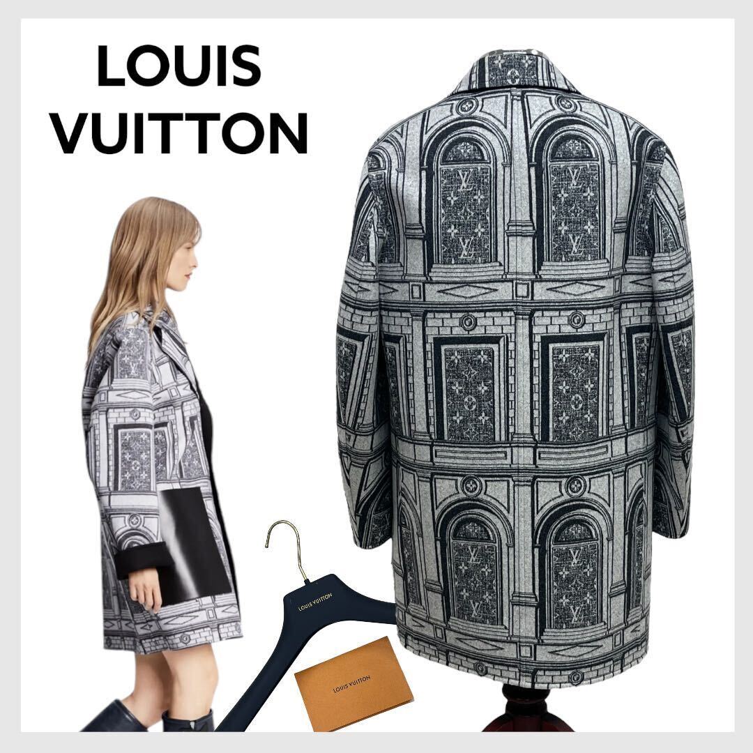 高級 ハンガー付き LOUIS VUITTON ルイヴィトン フォルナセッティ レザーポケット ウール リバーシブルコート レディース FLMA85 HY2