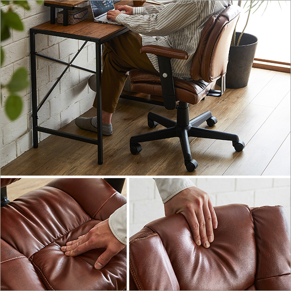  locking with function leather style desk chair 2 point set [Barrow×Lubbock] SH-23-RLSET-WA-LBR WA/ light brown 