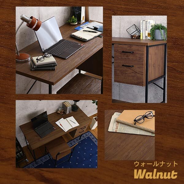  Vintage manner drawer attaching desk & chair set [Dove- Dub -] DWV-120S-WAL walnut 