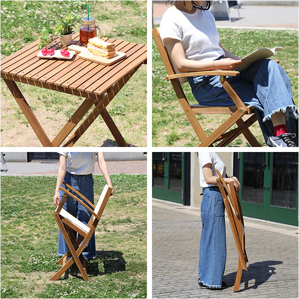  folding garden table * chair elbow attaching (3 point set ) popular material. Akashi a material . use | Yuel-yu L -SH-01-YEL3-GR-BR Brown 