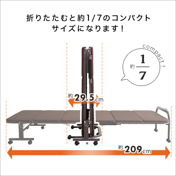 ウレタン折りたたみパイプベッド 【Quisis-クイシス-】　UR30-64-BR　ブラウン _画像8