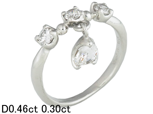 【値下げ】 音羽屋■ 仕上済【中古】 12.5号 リング デザイン プラチナ Pt900 0.30ct ダイヤモンド/0.46ct プラチナ台
