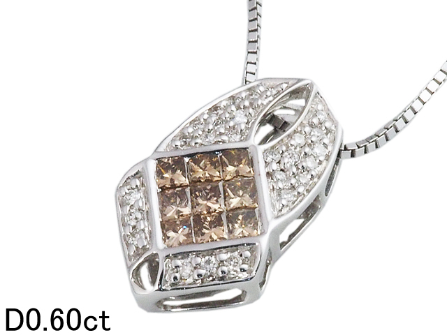 音羽屋■ ダイヤモンド/0.60ct K18WG ホワイトゴールド デザイン ネックレス 仕上済【中古】_画像1