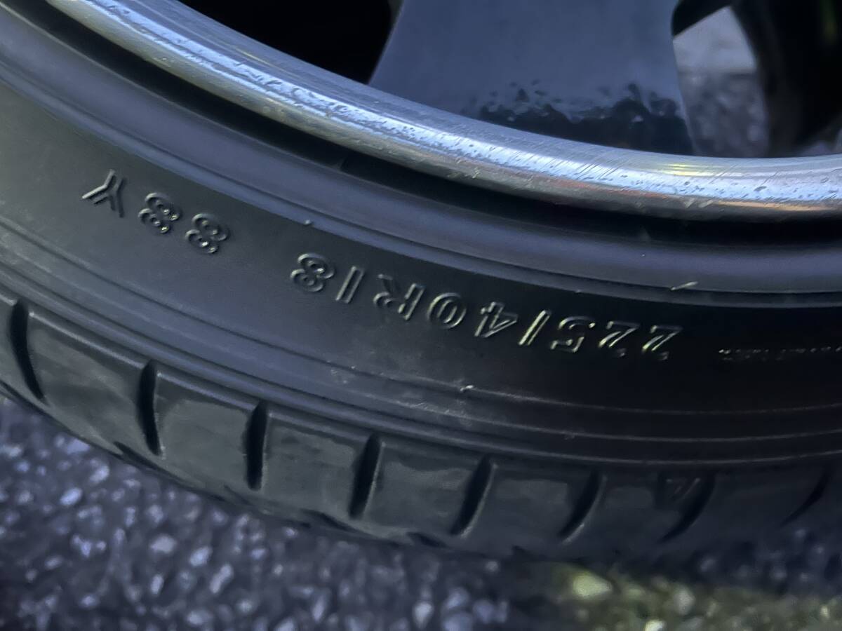 ワーク ユーロライン１８インチ　 18×9.0J ET＋45＋10 PCD114.3 4.5穴 WORK ディッシュ ブラック タイヤ付　4本セット　状態悪_画像8