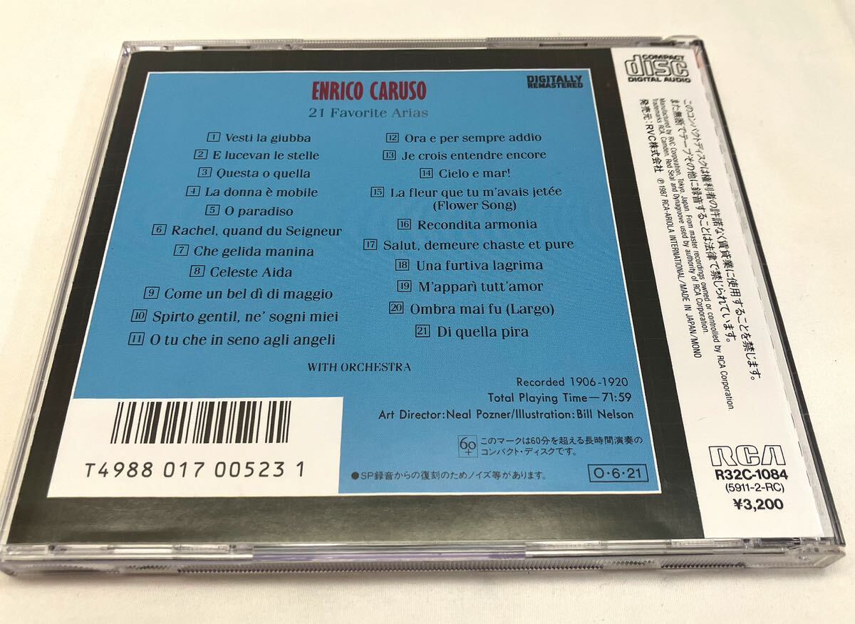 AC48404▲赤盤復刻 MONO エンリコ・カルーソー明唱集 CD 送料無料 Enrico Caruso/テノール/RCA/RED SEAL_画像2