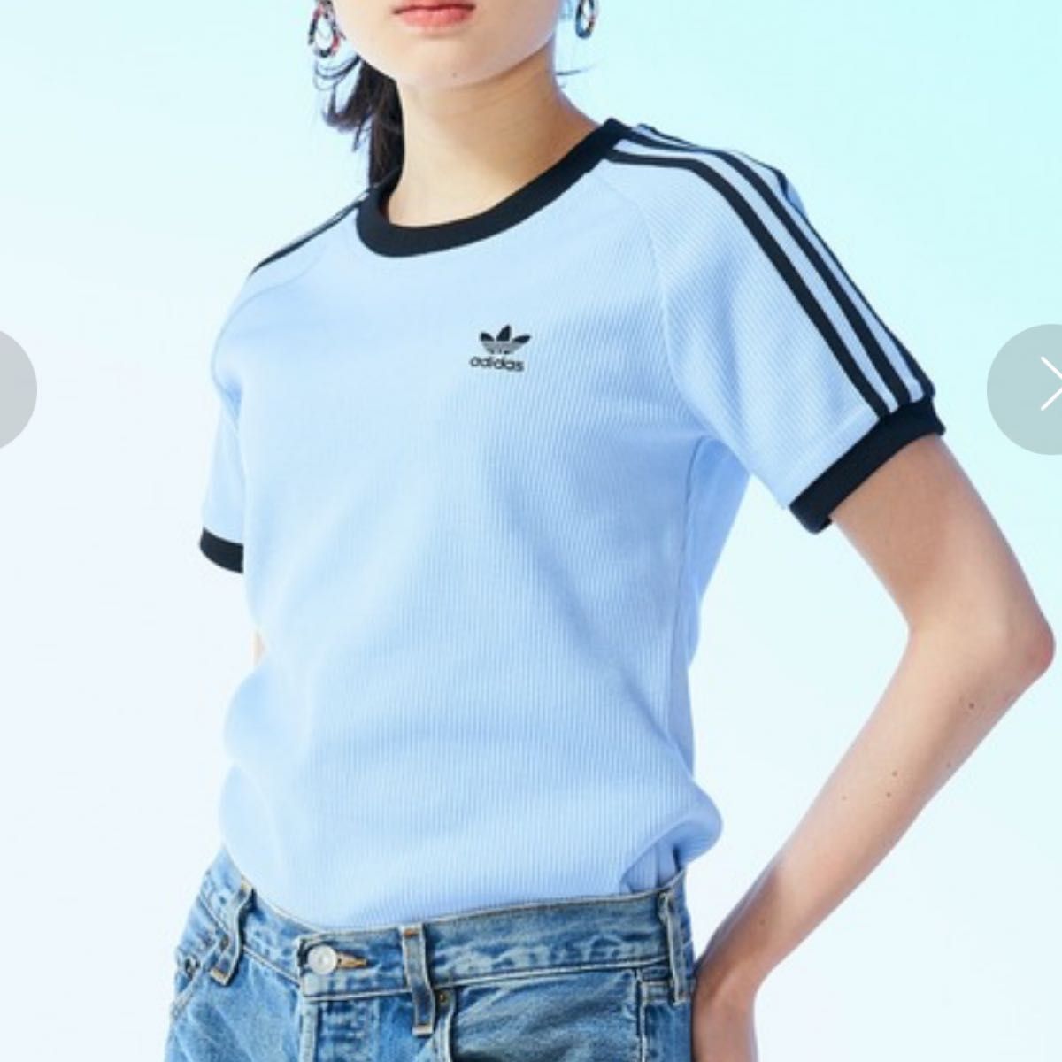 adidas スリーストライプススリム半袖Tシャツ adidas スリーストライプススリム半袖Tシャツ