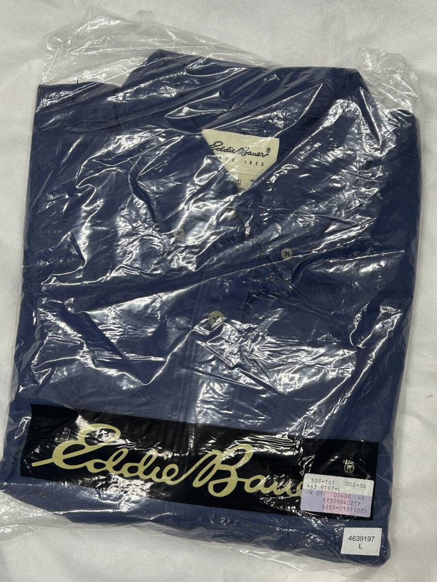 【08】未使用 Eddie Bauer/エディーバウアー コットンシャツ メンズLサイズ ブルー 長袖の画像5