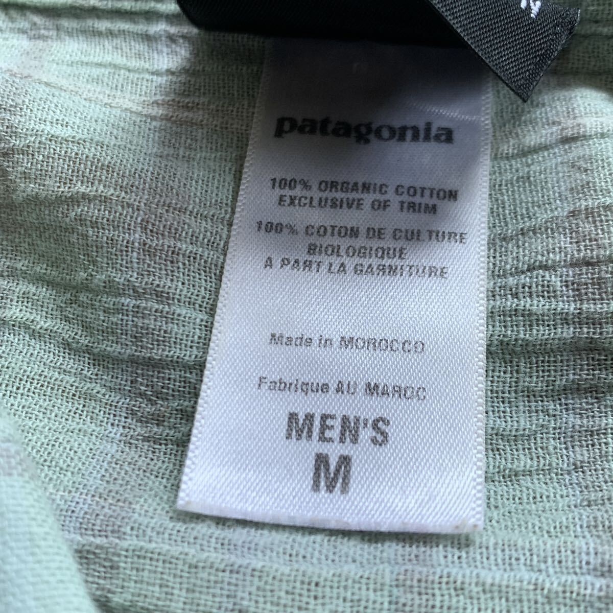 USA古着 パタゴニア patagonia 半袖シャツ メンズ Mサイズ カジュアル ライトグリーン オーガニックコットン アメリカ仕入れ T2414の画像4